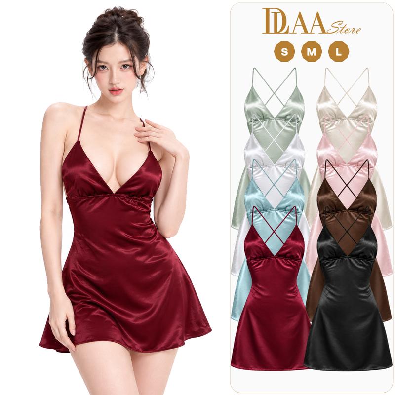 Đầm Lụa 2 Dây Cổ V Dáng Ôm DaaLaa Store Phong Cách Sang Chảnh D174