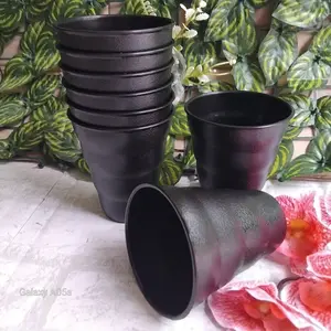 12 Pcs Gelas Minum Cangkir Ulir Kopi Teh Susu Plastik 250ml Hitam dan Warna Tebal Tahan Panas BPA Free untuk Kafe dan Rumah