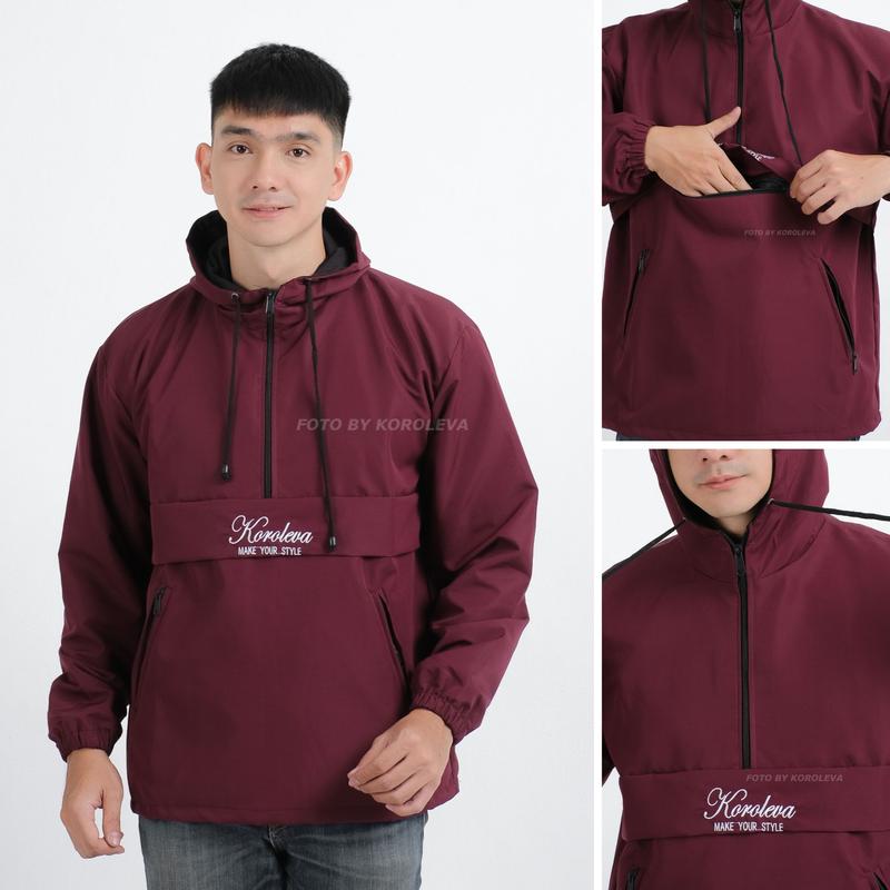 Product Introduction of Jaket pria distro Bandung hoodie dua sisi bolak balik keren grosir pakaian keren jaket cowok jaket parasut jaket parasut pria jaket parka jaket pria distro Nyaman parasut cougle Bordir Waterproof Casual Fleece Sweater Tebal Hitam Jumper Navy jersey set 6