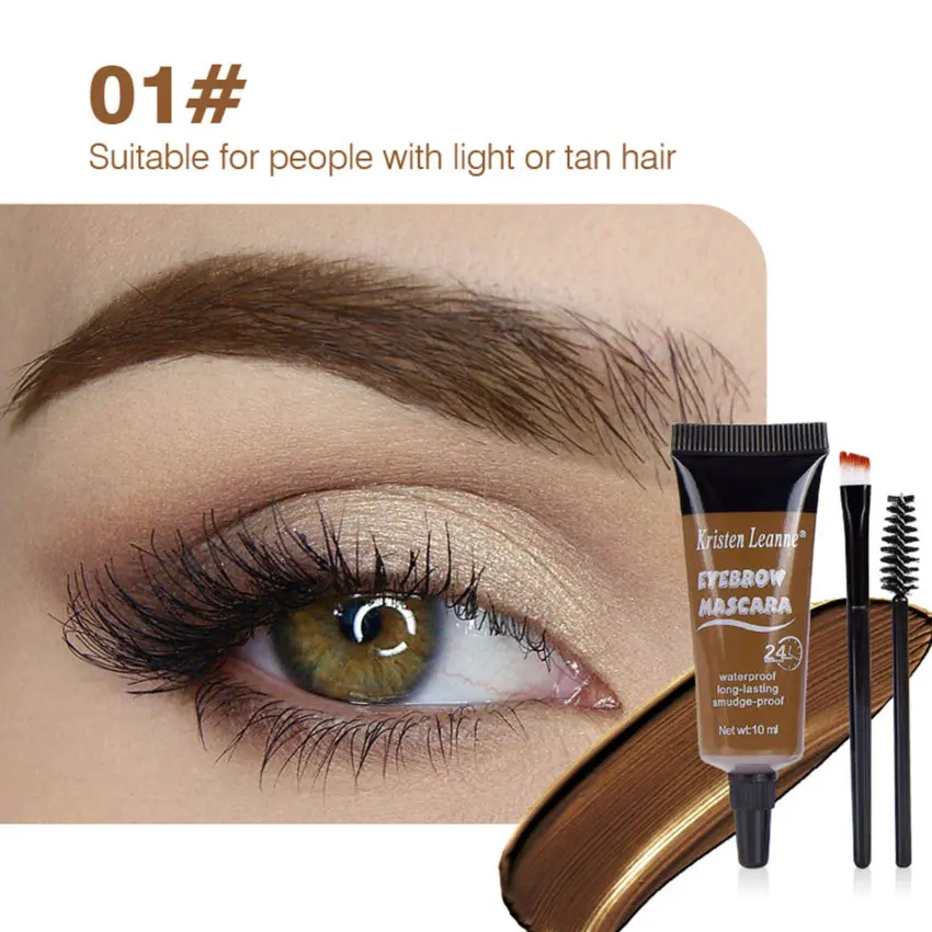 Krim penambah kening profesional untuk wanita, set pewarna kening cecair Alamiah, pigmen tatu kening, gel kening kalis air tahan lama