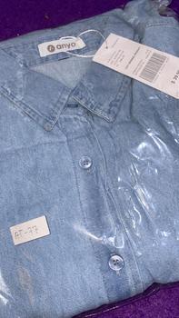 Product Review of Anyostore AT77 Atasan Kemeja Jeans Oversize Wanita Jumbo Bahan Denim from M**🌼 0