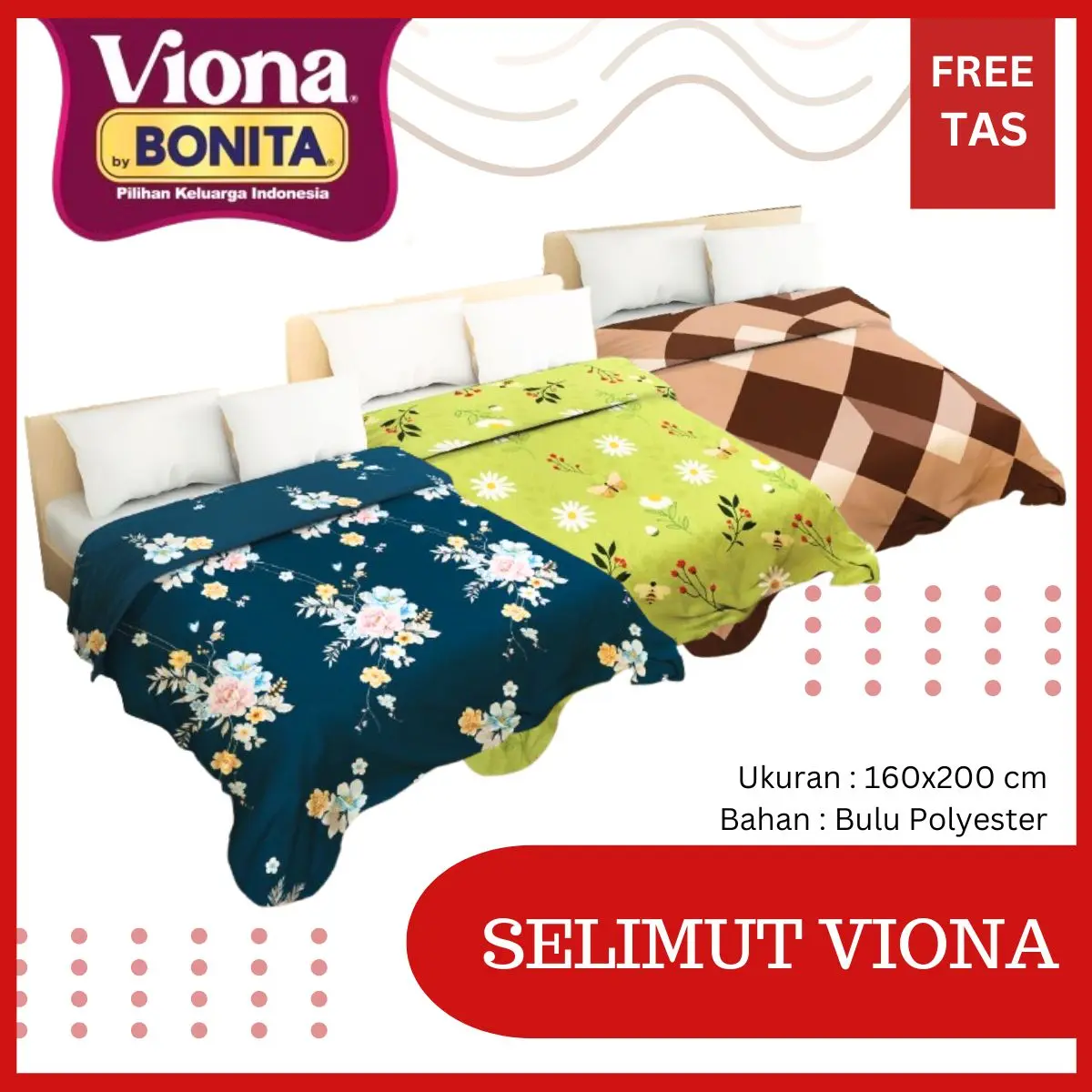 RC Selimut Viona By Bonita Size 160x200 Selimut Bulu Halus dan Lembut