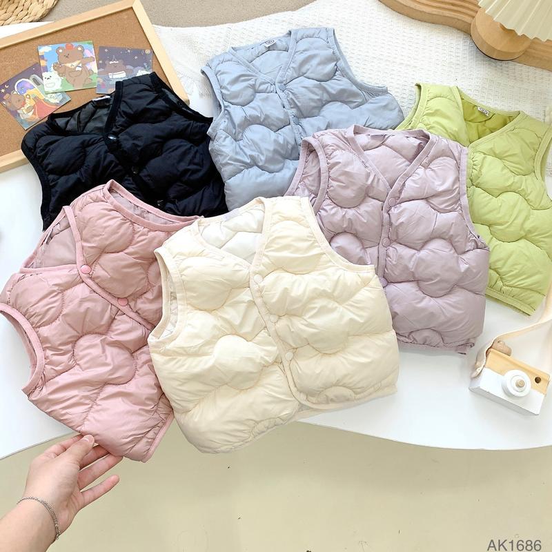 Hey Susie AK1686 Áo Khoác Gile Phao Xanh Lá Cây/Hồng/Xanh Dương/Tím/Kem/Đen Cho Bé Size 8-18kg