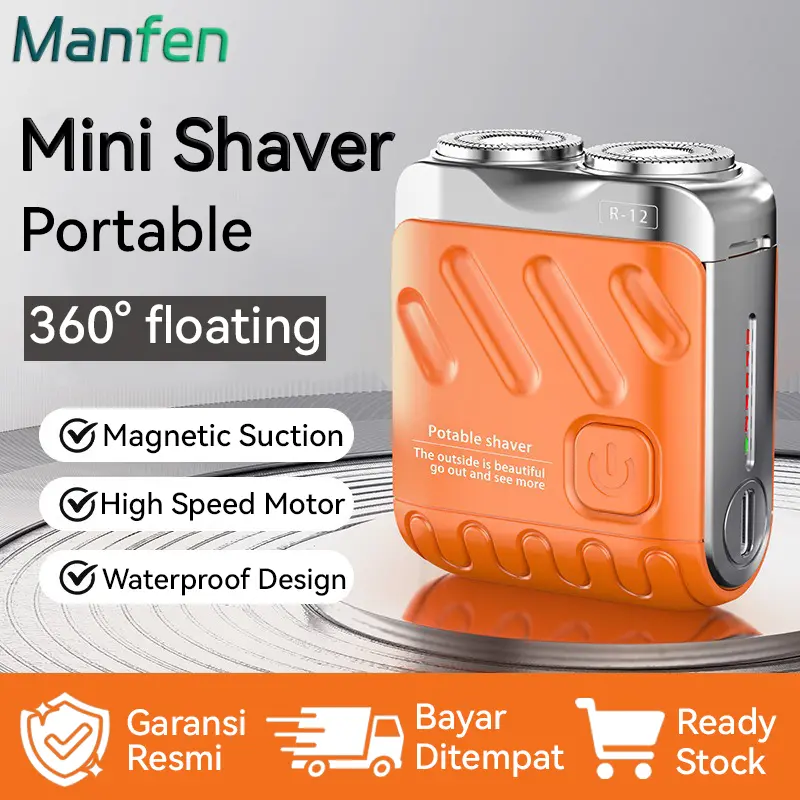 Manfen Portable Electric Shaver Dual Blades Mini Waterproof Trimmer USB-C Rechargeable Metal Body Elektrik Pria Wajah Kumis Cukur Jenggot Shaver Mesin Pencukur 3