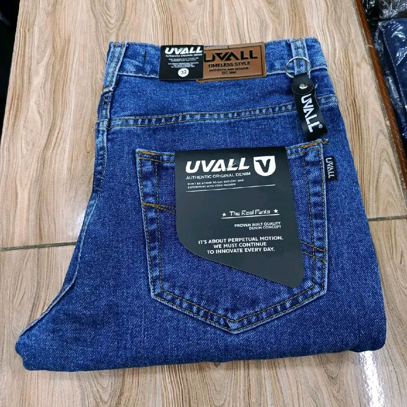 Celana Jeans Panjang Standar Pria Biru Navy/Dark Blue Denim Premium Brand Uvall 6