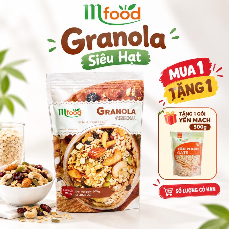 Granola Siêu Hạt (70% Hạt) - Túi 500g Hạt Ngũ Cốc Dinh Dưỡng