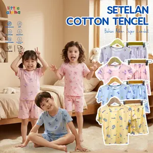 Little Alpha Cotton Tencel | Baju Tidur Anak Pendek Unisex 6 Bulan - 8 Tahun