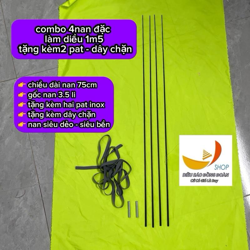  COMBO 4nan cánh cacbon đặc 75cm tặng kèm 2 pat inox và dây chặn pat thích hợp làm diều mini 