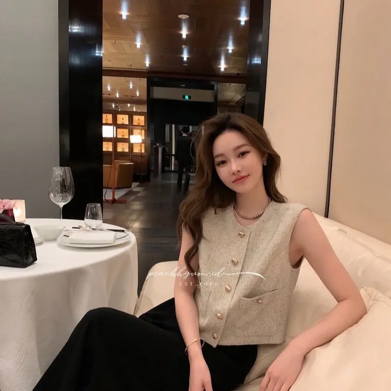 Landon Tweed Vest | High quality premium tweed vest korean tweed vest wanita premium