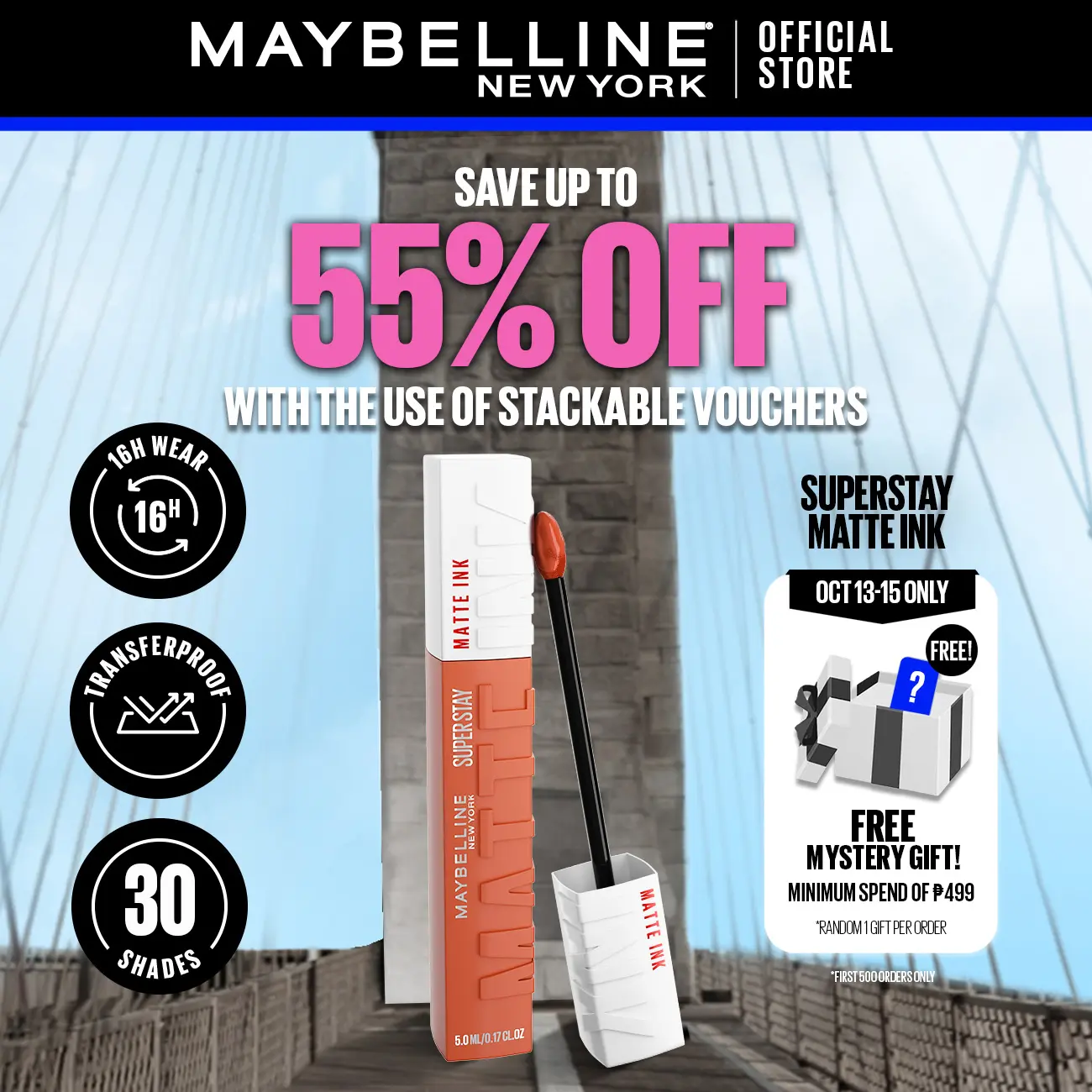 Maybelline SuperStay Matte Ink Liquid Lipstick 16HR Long-Lasting, High Pigment, Waterproof