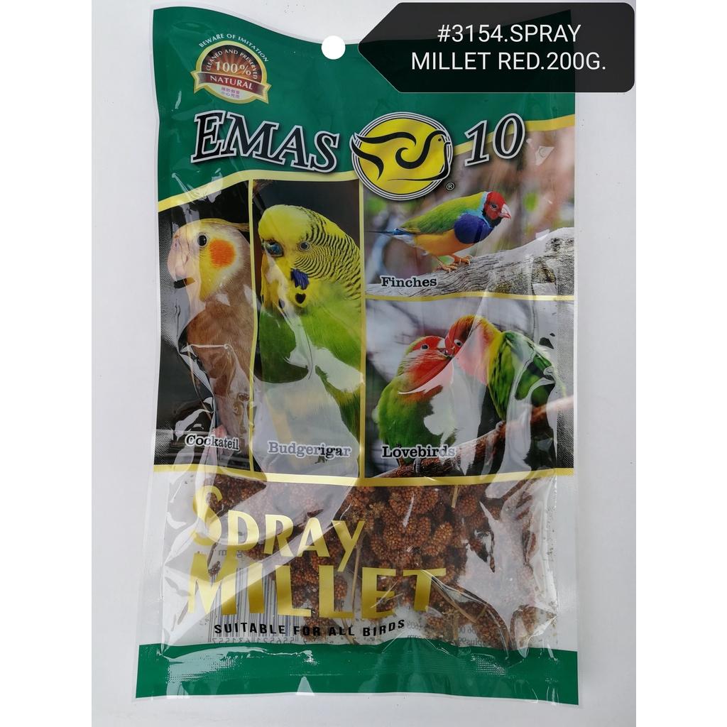 Emas10 Gaiety Spray Millet Red Bird Feed Food 200gram [Emas 10] Makanan Burung