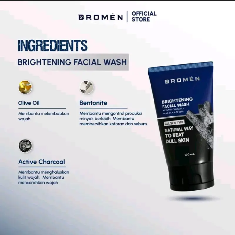 [Approved by dr.  Tirta] BROMEN BRIGHTENING FACIAL WASH 100ML  SKINCARE SABUN CUCI MUKA LAKI KUSAM FACE WASH 1