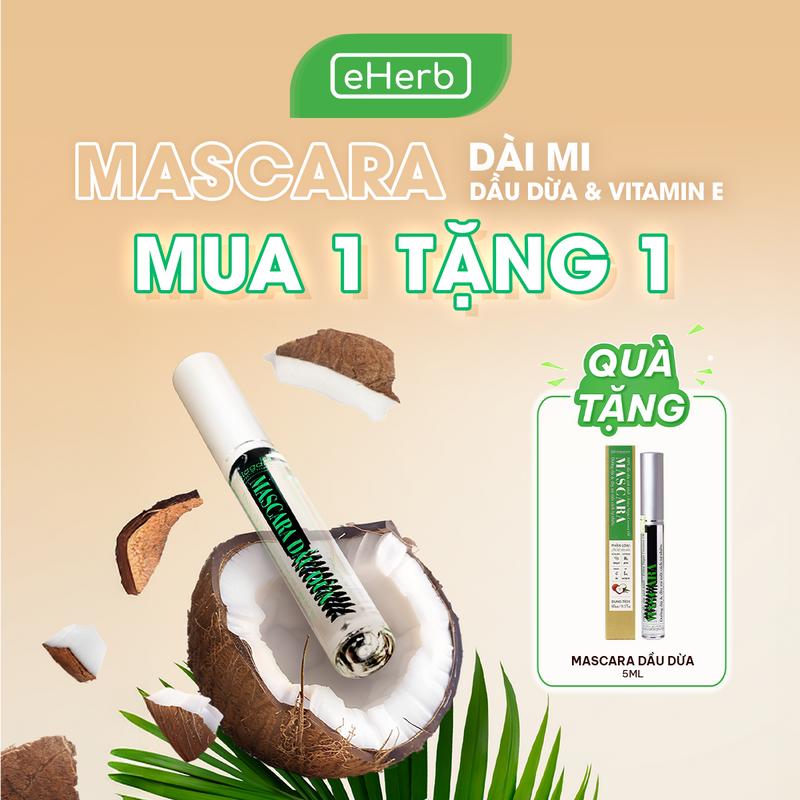 Milaganics Dưỡng Mi Dầu Dừa Dài & Dày MUA 1 TẶNG 1 Dầu Dừa Vitamin E Cây Chuốt Mi Dưỡng Dài EHERB Tinh Chất Dầu Dừa 5ML An Toàn Cho Mi