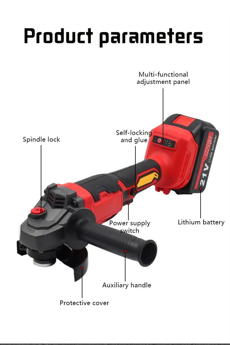 Product Introduction of 21VMakita style Cordless Brushless Angle Grinder Multi-functional Handheld Polishing Sanding High-speed Cutting Grinding Machine 8