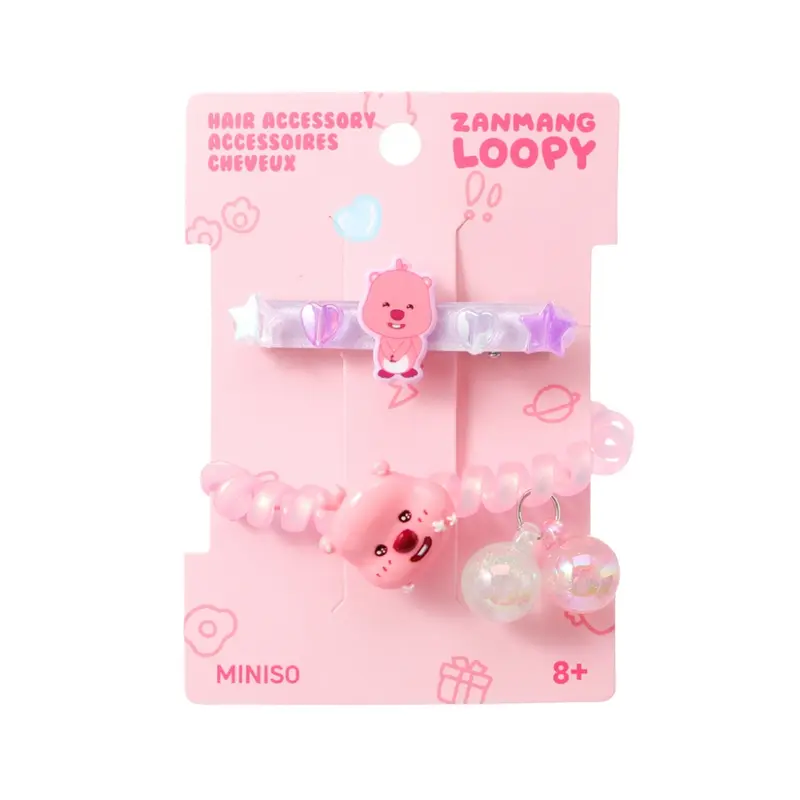 Miniso x ZANMANG Loopy Collection Hair Clips Checkered Jepit Rambut 2pcs Dekorasi Rambut Yang Lucu Cocok Untuk Orang Dewasa dan Anak-anak Aksesoris 8