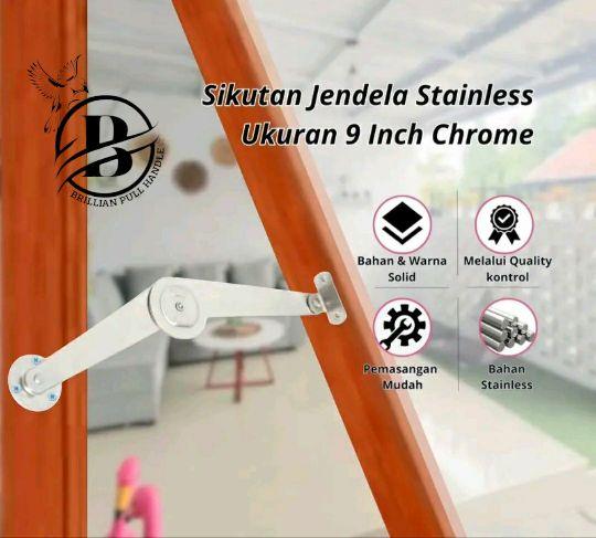 Product Introduction of Engsel Salon Sikutan Lipat Jendela Premium Bahan Stainless Steel Tebal Ukuran 9 Inch - Warna Hitam Silver 11