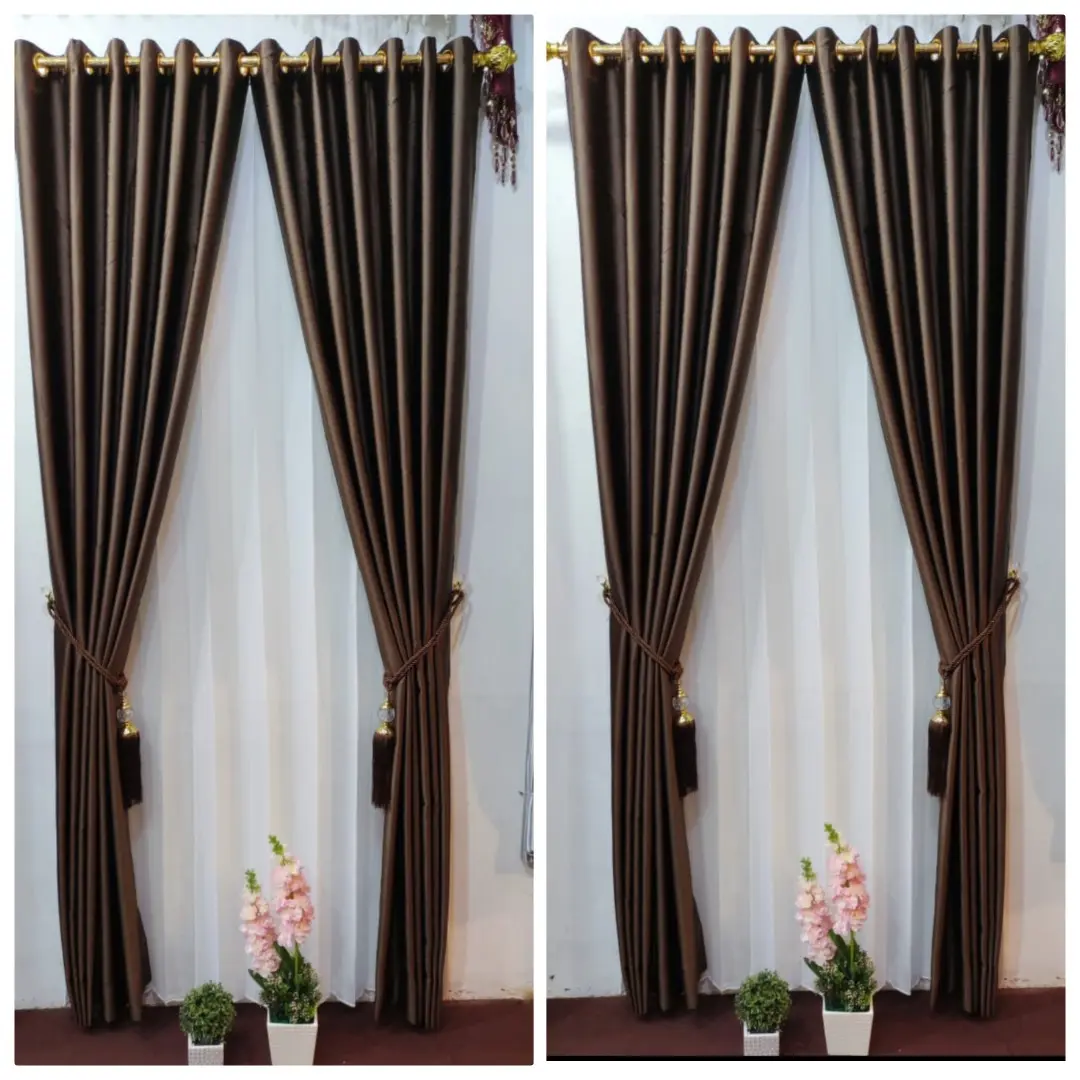 Gorden blackout polos minimalis untuk pintu dan jendela Coklat Dekorasi