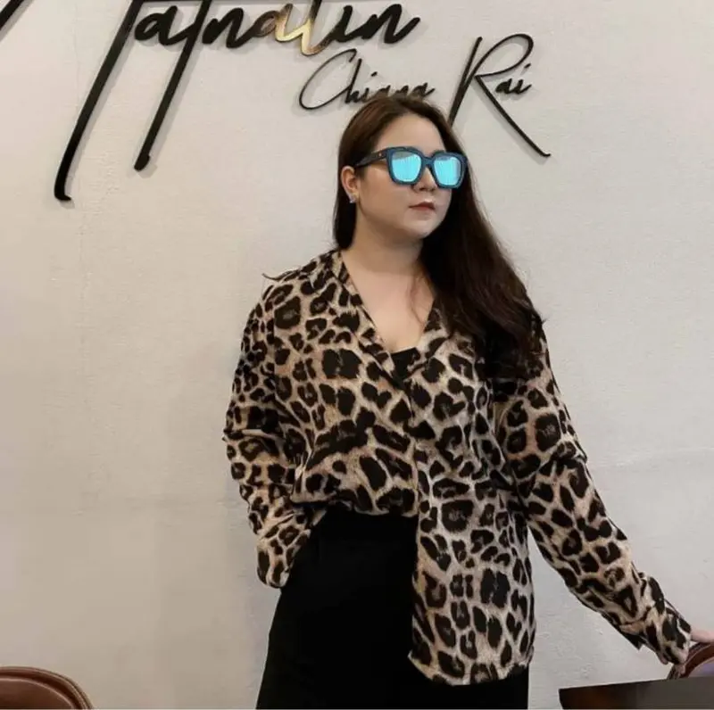 kemeja leopard jumbo / kemeja leopard LD 120 / kemeja leopard oversize Baju  Rayon Panjang 4