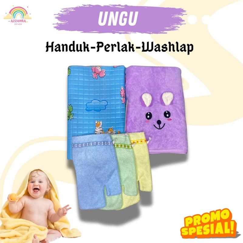 PAKET HEMAT HANDUK, PERLAK PLUS WASHLAP TANGAN BAYI Baru lahir Cewek Cowok Laki Laki Perempuan 6