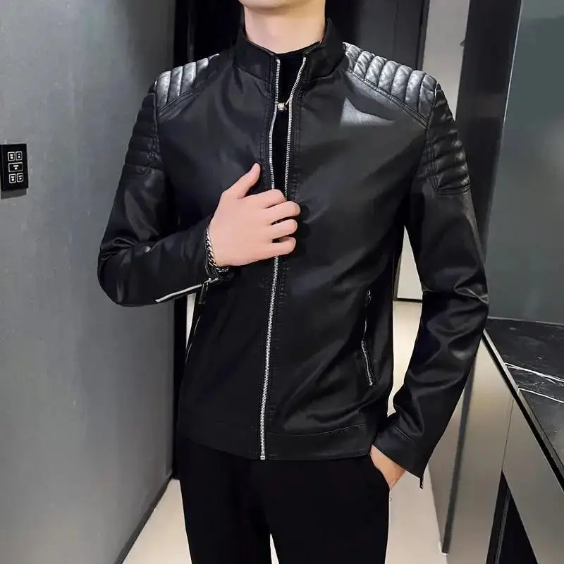 JAKET KULIT PRIA tebal  waterproof  keren  hitam  cowok  zipper  distro 7