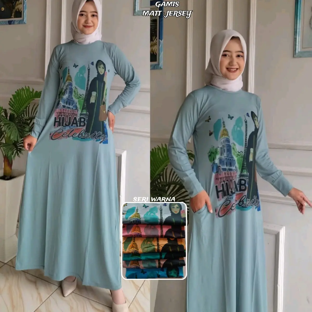 gamis jersy premiun super bahan tebal sablon printing ld 105cm bisa pake ld 110cm bahan ngaret pjg kebawah 135cm.gamis jersy adam lembut kaennya nyaman dipake untuk se hari2