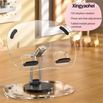 Stand Tablet Foldable Aluminium Holder 360 Rotation 4-13 Inch - Q16 - Transparent