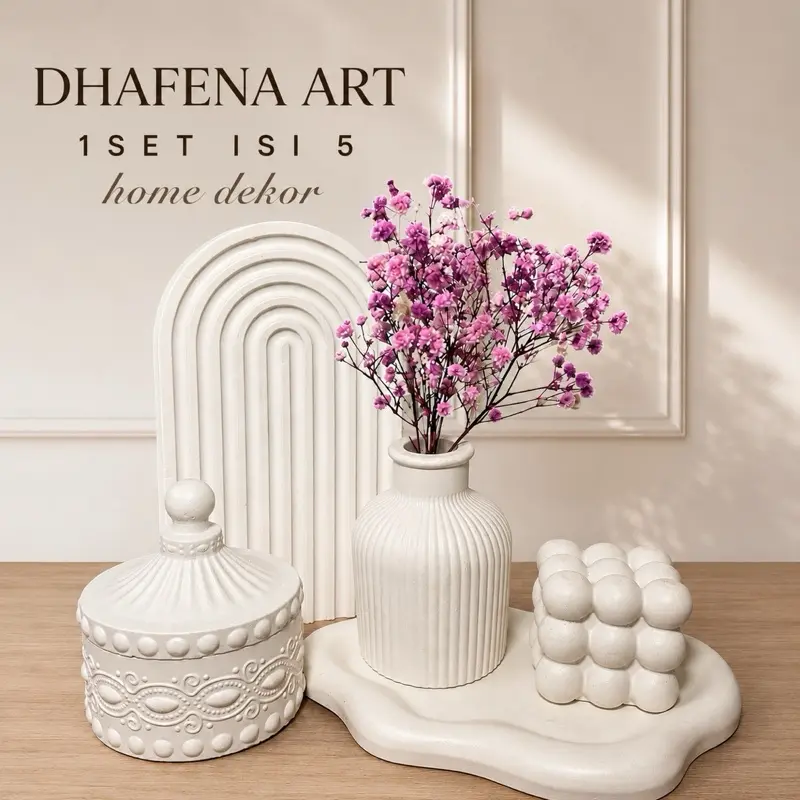 Set Isi 5 Home Dekorasi Interior Rumah dengan Desain Elegan dan Modern Vas Bunga keramik