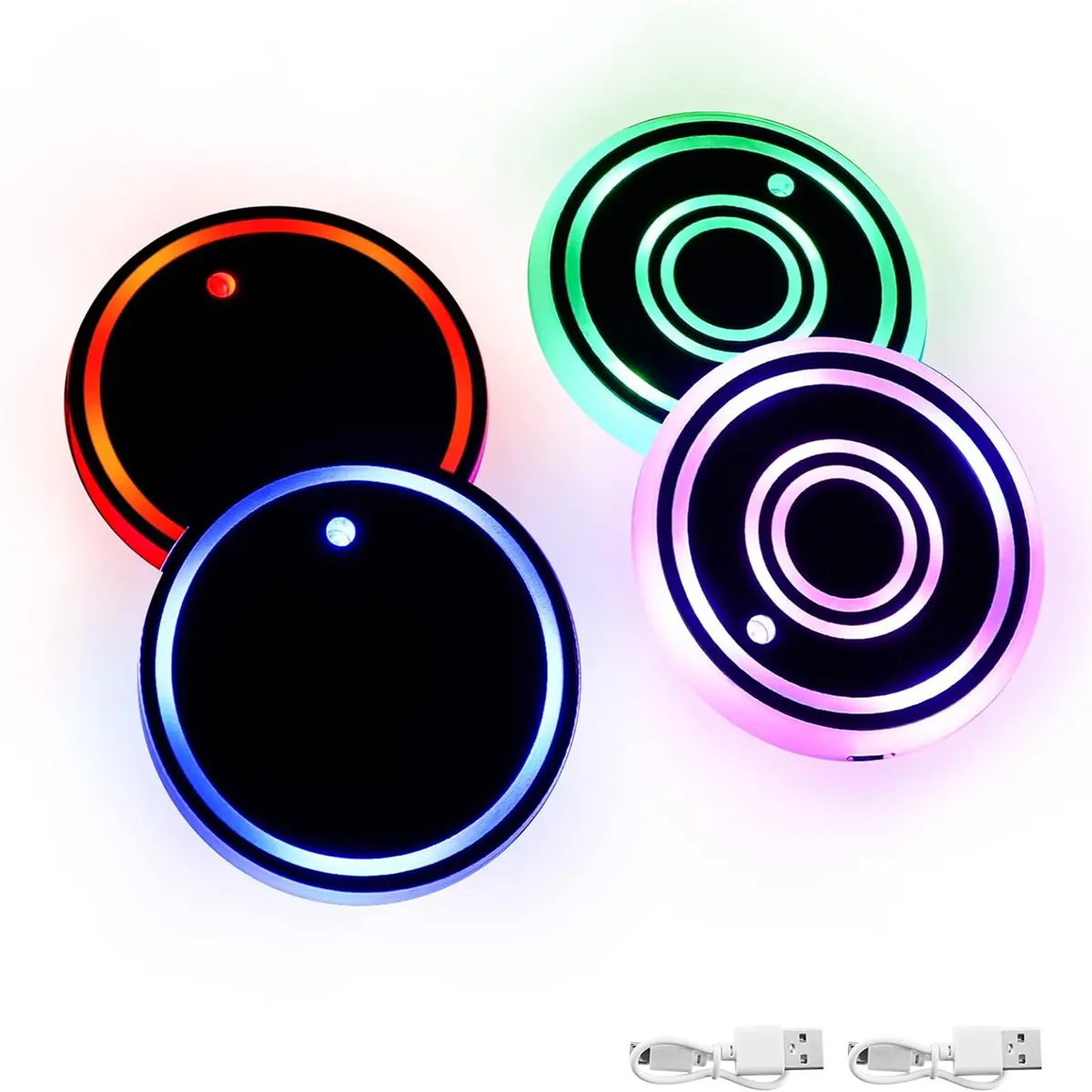 Đèn LED Giá Để Cốc, 7 Màu, Sạc USB, Đèn Xung Quanh Nội Thất Ô Tô, Phụ Kiện Xe Hơi, Đồ Trang Trí, Phụ Tùng Ô Tô, Giá Để Cốc Trên Ô Tô