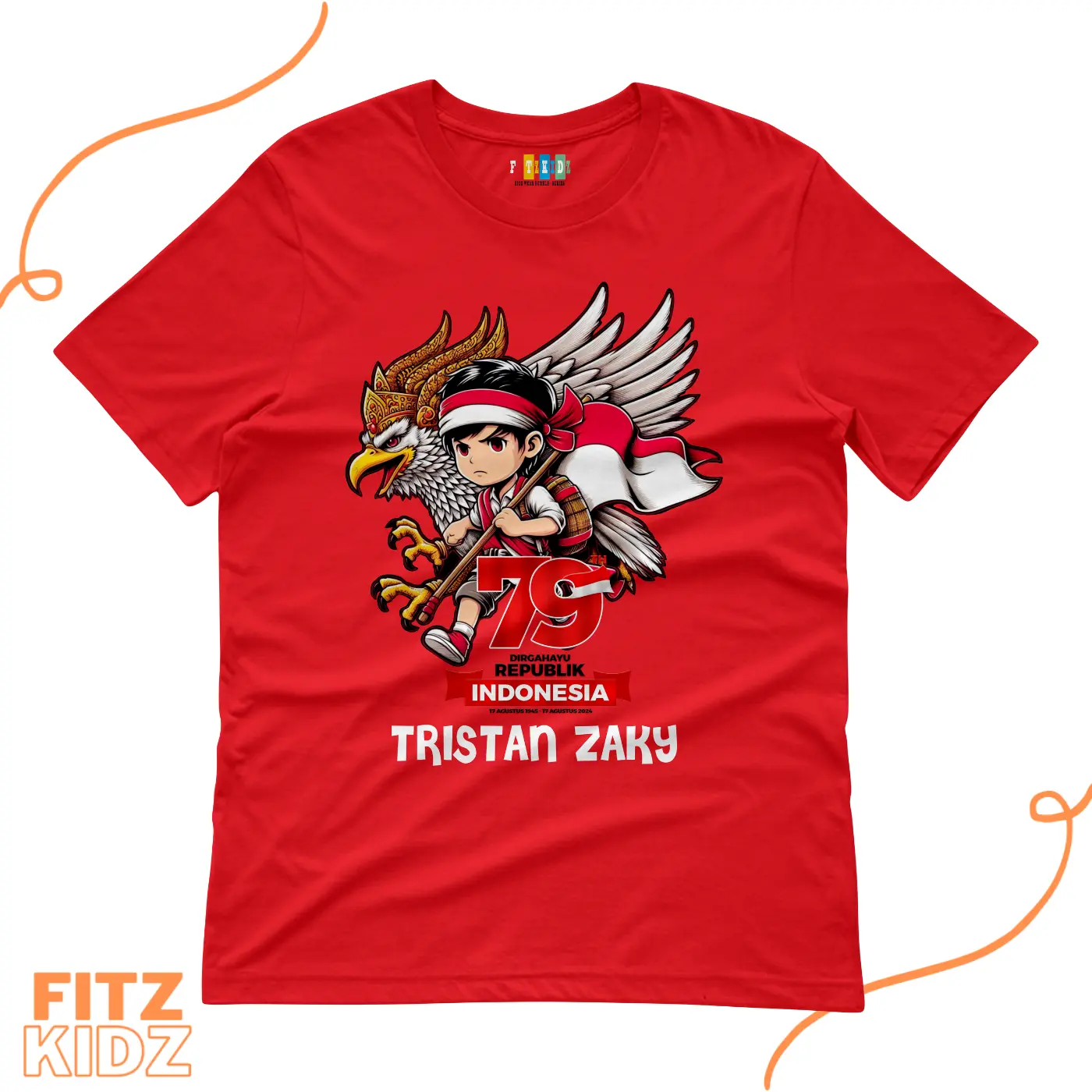 FITZKIDZ Kaos Distro Anak Kemerdekaan Usia 1 - 12 Tahun Bisa Request Nama Bahan cotton Combed Katun