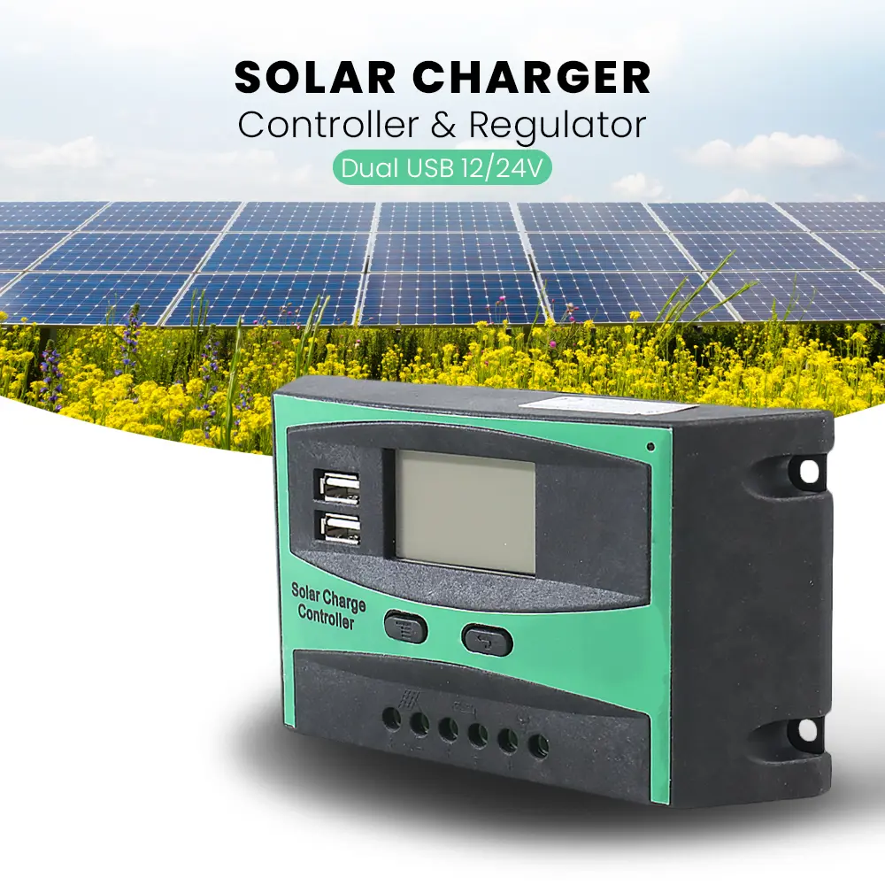Solar Charger Controller Regulator Dual USB 12/24V