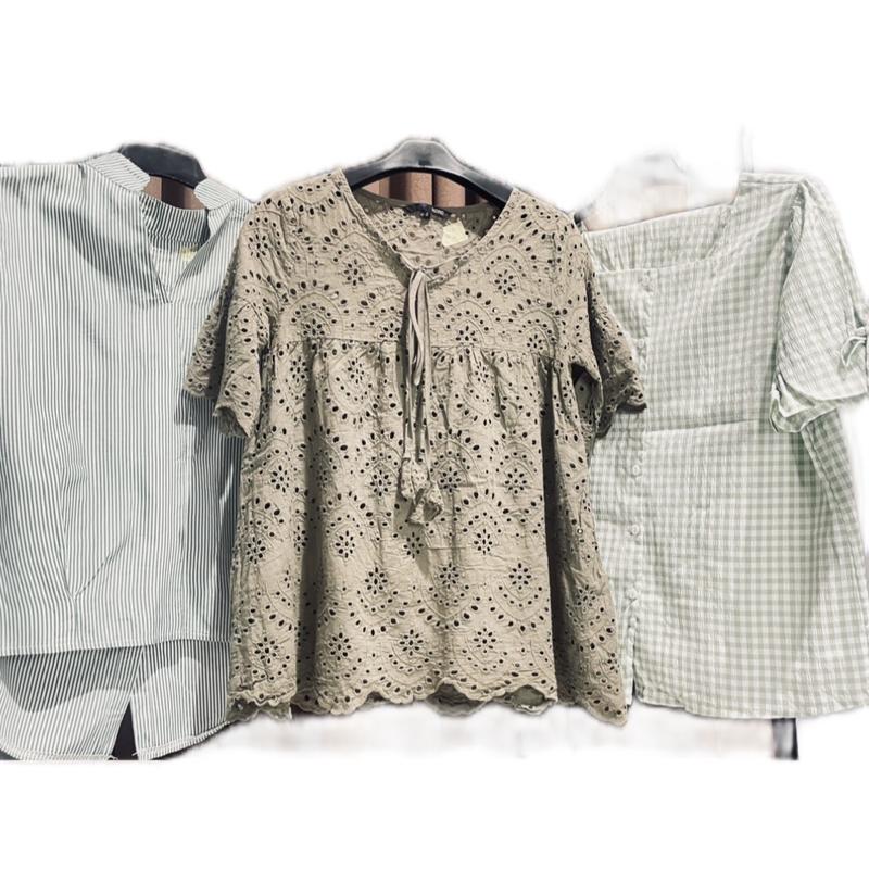 Baju Atasan wanita atau kemeja bahan katun Casual Linen Oversize Panjang 0