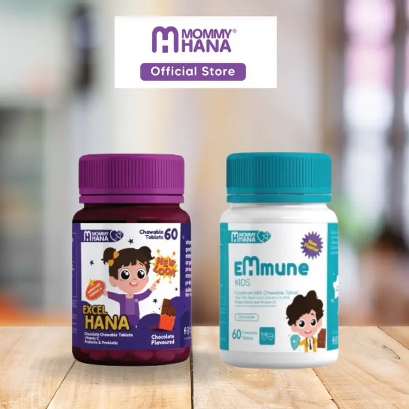 (New item) MommyHana Excel Kids & Emmune Kids 60 | Chocolate flavor chewable capsules Halal | Authorised reseller
