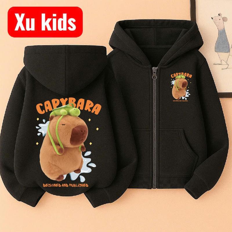 Áo Khoác Dây Kéo Bé Trai, Bé Gái Form Rộng XUKIDS Nỉ CABYBARRA CHỮ CAM Cho Bé Từ 4 Đến 10 Tuổi