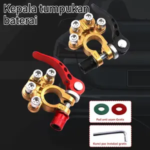 Terminal Kepala Aki Mobil Bahan KUNINGAN Klem Accu Mobil Tembaga Murni Aki Terminal Tutup 2pcs Tutup Kepala Aki Mobil Kepala Aki Klem Aki Bahan Tembaga Murni Arus Stabil Lindungi Baterai