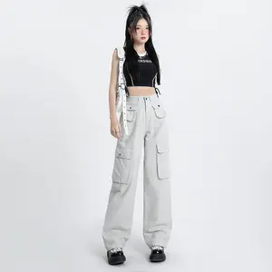 Celana Cargo Jeans Pasir putih Wanita - Model Terbaru Panjang Cewek baggy jeans  skena remaja xl Dewasa Hitam chic outfit