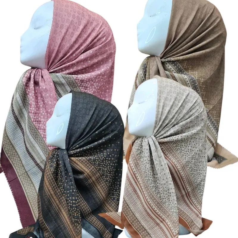 (08 S / 12 N)Jilbab Voal Motif lasercut,Hijab Voal Lasercut Muslim Square Segi Empat 2