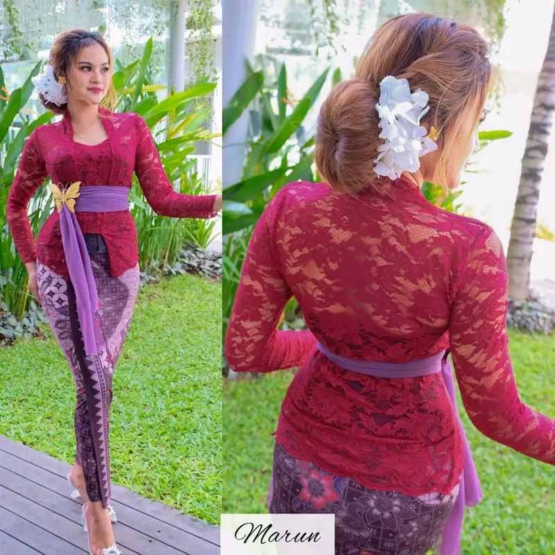 Setelan Baju Kebaya Brokat Stretch Sofia dan Rok Moscreft Batik Panjang Modern 3