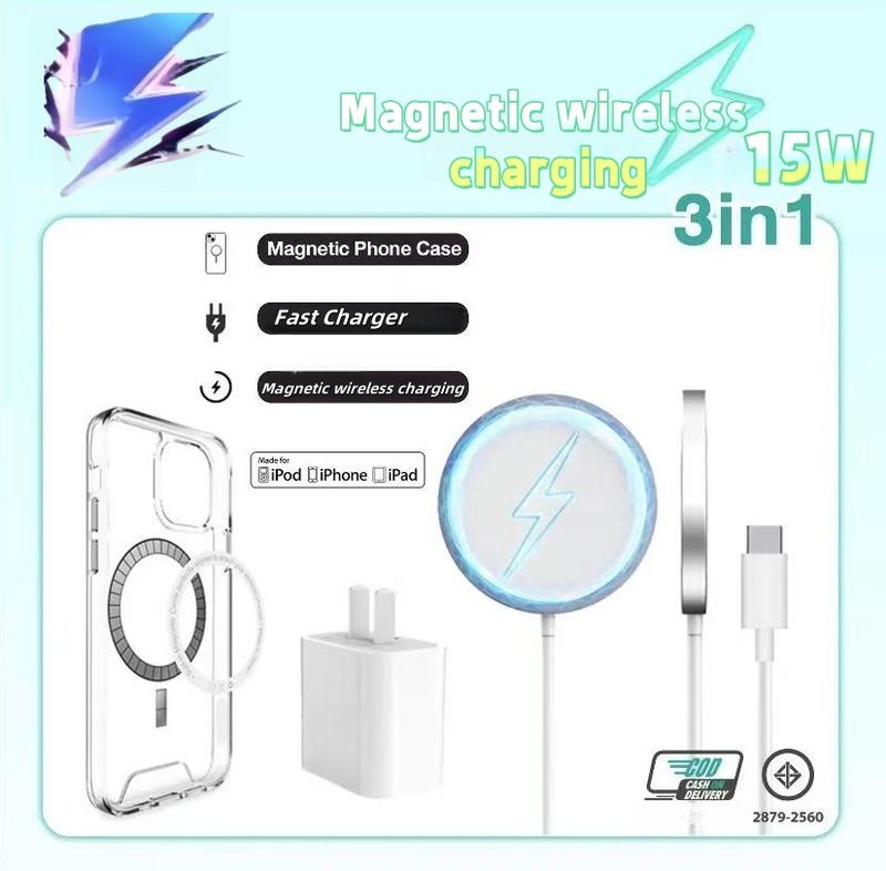 Bộ sạc không dây từ tính, 15W, Thích hợp cho iPhone 8, X / Xs, 11, 12, 13, 14,…