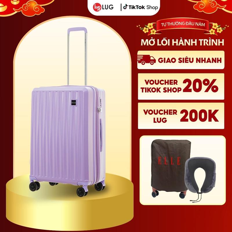 SẮP HẾT MÀU ĐẸP Vali Kéo Du Lịch EL31267 Size 24 Thương Hiệu ELLE Nhựa PC phủ bóng 10% ABS Chịu Va Đập Tốt Khóa TSA An Ninh Quốc Tế 4 bánh xe quay 360 độ - Lug vali 4 bánh xoay 360 chống trộm