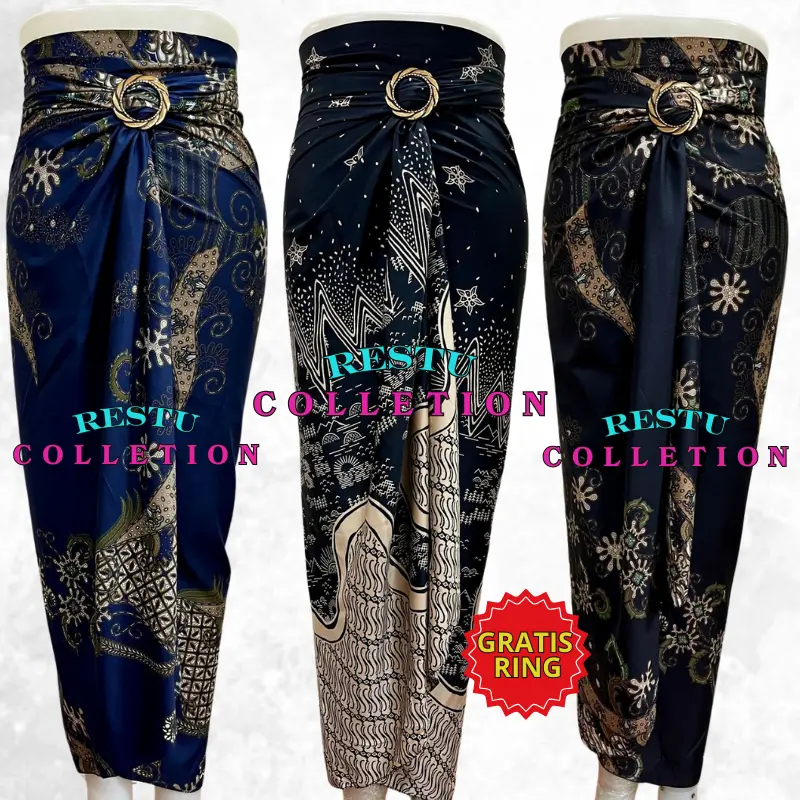 Rok Lilit Warp Skirt Serut Songket Jumputan Batik Panjang Wanita Bawahan Kebaya Kondangan Nikahan Wisuda Modern Tunangan Cewek Bahan Premium All Size Motif Hanna Hitam Kain Ring Tebal Mewah Pesta Party Golden Plus Size Brown  Silver Maxi 0