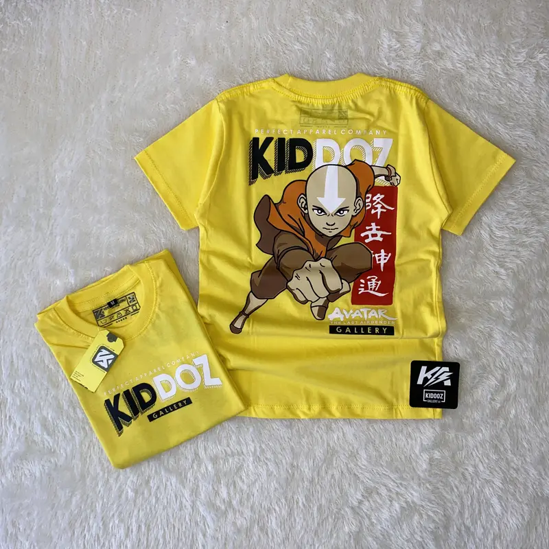 Baju Kaos Distro Anak Laki-Laki Perempuan Katun Adem Usia 4-12 Tahun Kuning Avatar - Motif, Pakaian 3