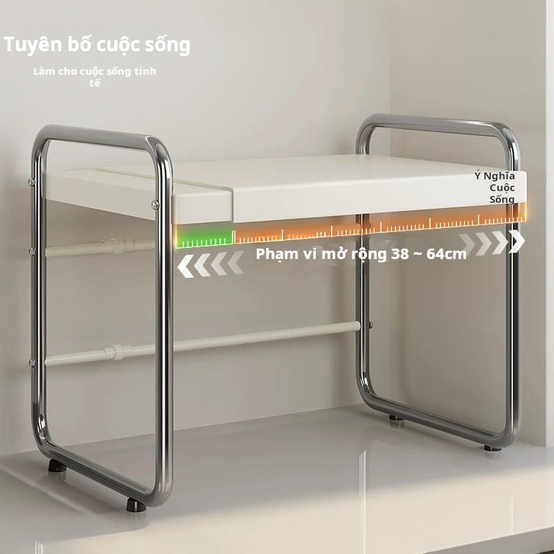 Giá để đồ lò vi sóng có thể kéo giãn/thu gọn, giá đỡ cơm điện đa năng cho bếp, kệ lưu trữ thiết bị nhà bếp dùng trên mặt bàn và dành cho lò nướng/nồi