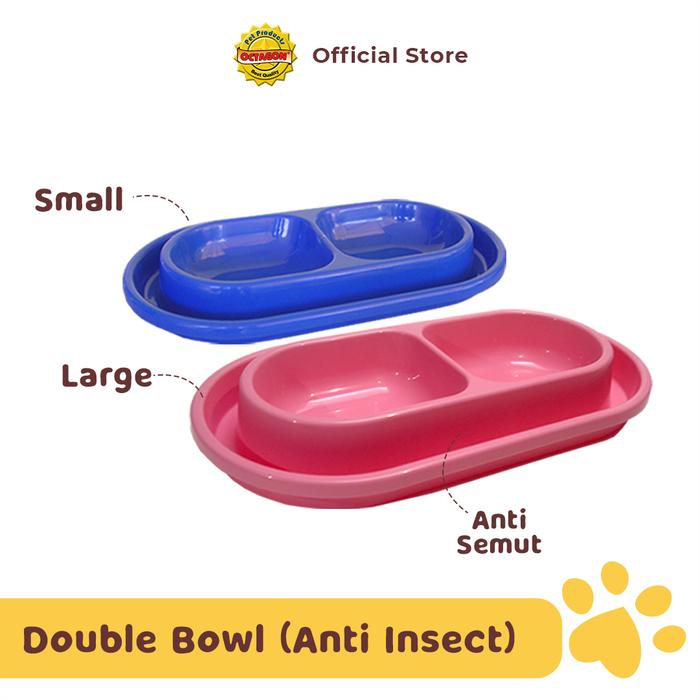 Gambar Mangkok Double Anti Semut | Tempat Makan Minum Anjing Kucing | Double Bowl Anti Insect - Small (27.5 x H:3cm) dari Octagon Pet Indonesia Kota Surabaya Tokopedia