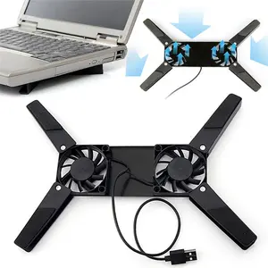 Notebook Laptop Cooling Pad Lipat Portable X Stand Dual Fan Kipas Pendingin Computer