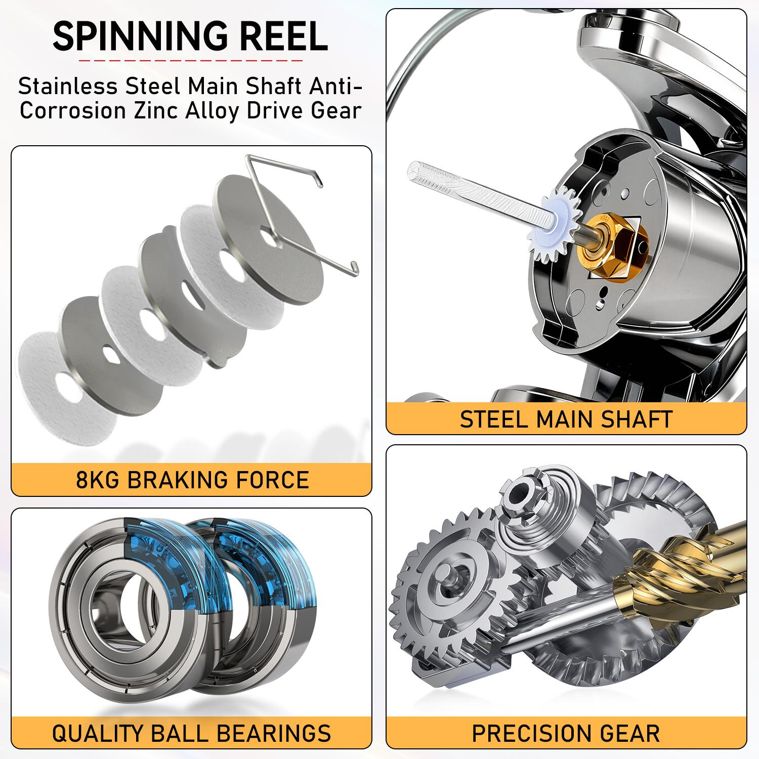 Sougayilang [COD] Reel Pancing Spinning Logam Seri 1000-4000 Baru dengan Gagang Logam power handle, Rasio Gigi 5.2:1, Reel Pancing Olahraga Luar Ruangan, Tersedia di Jakarta