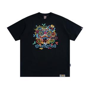 เสื้อยืดคู่รัก เฮฟวีเวท ผ้าฝ้าย 100% Unisex พลัสไซส์ สไตล์สตรีท ชุดฤดูร้อน ดีไซน์สุดชิค ขายดีที่สุด คอกลม สั้น ทรงหลวม มาใหม่ เหมาะสำหรับเล่นกีฬา เสื้อยืดสีดำ