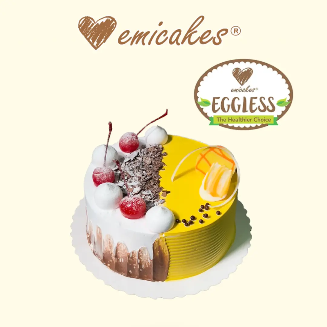 [Emicakes] 15cm Eggless Blackforest Mango Half 'n Half Cake