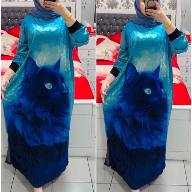 Gamis bludru velvet ukuran standar dan jumbo Mewah termurah Dress Wanita 8