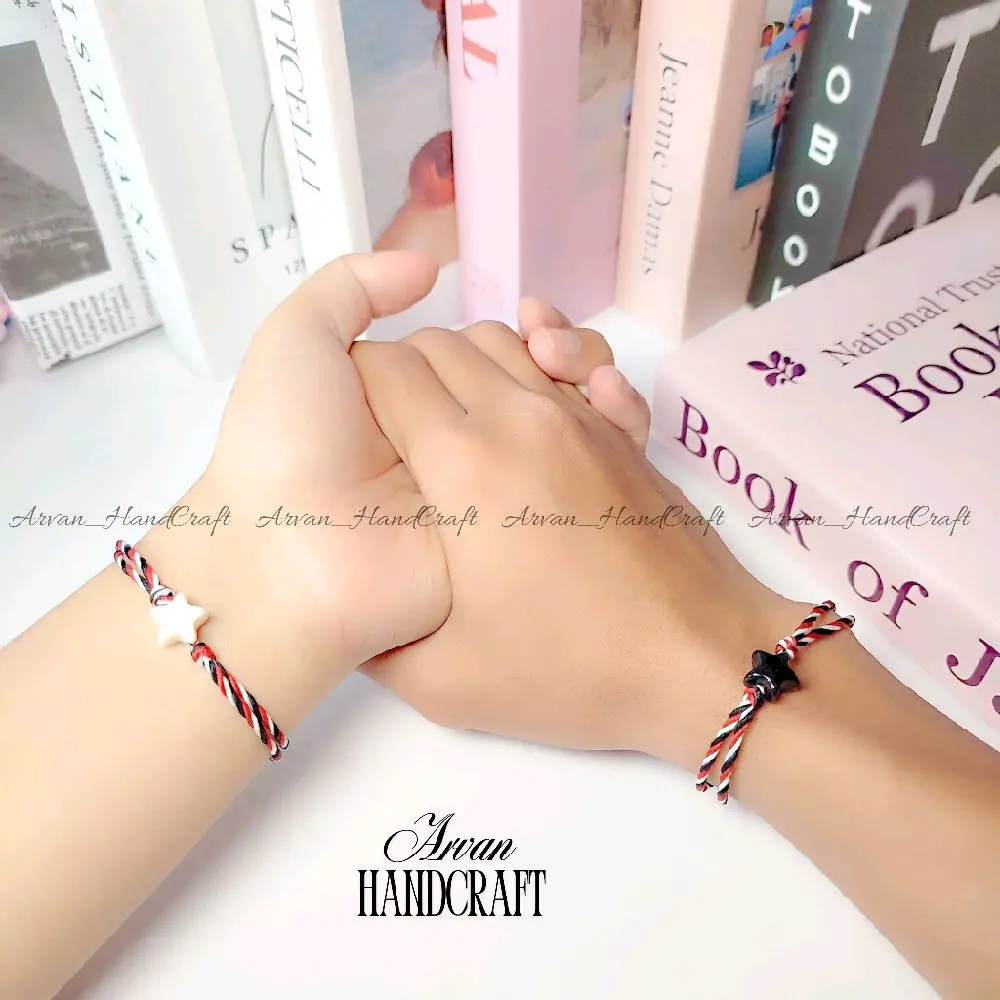 { DPT 2 PCS } Gelang Couple Bintang Hitam Putih Tali Tridatu Khas Bali Bracelets