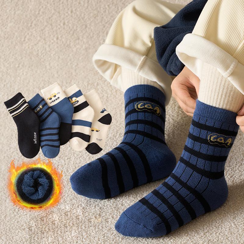  Tất Em Bé Trai 5 Đôi Cho Bé Trai Và Bé Gái Mùa Đông Dày Dặn Và Ấm Áp Tất Bông Ống Giữa Thích Hợp Cho Trẻ Em Mang Chân Ấm Áp Mùa Đông Cotton 